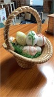 Ceramic Easter Basket w/Ceramic Eggs