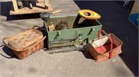 Homemade Wooden Trunk w/Assorted Items