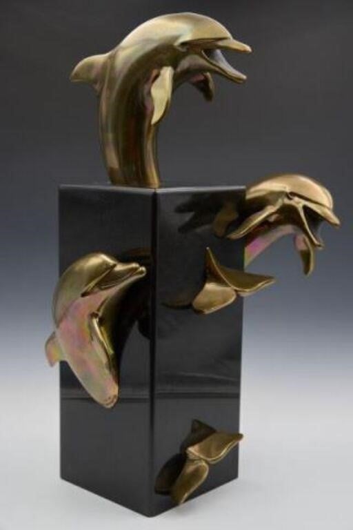 "Column of Dolphins" John Jagger Bronze Sculpture.