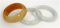 Lot of 3 Jadeite Stone Bangle Bracelets.