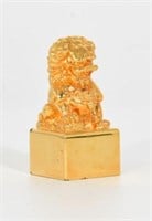 24K Gold Gilt Bronze Foo Dog Chop.