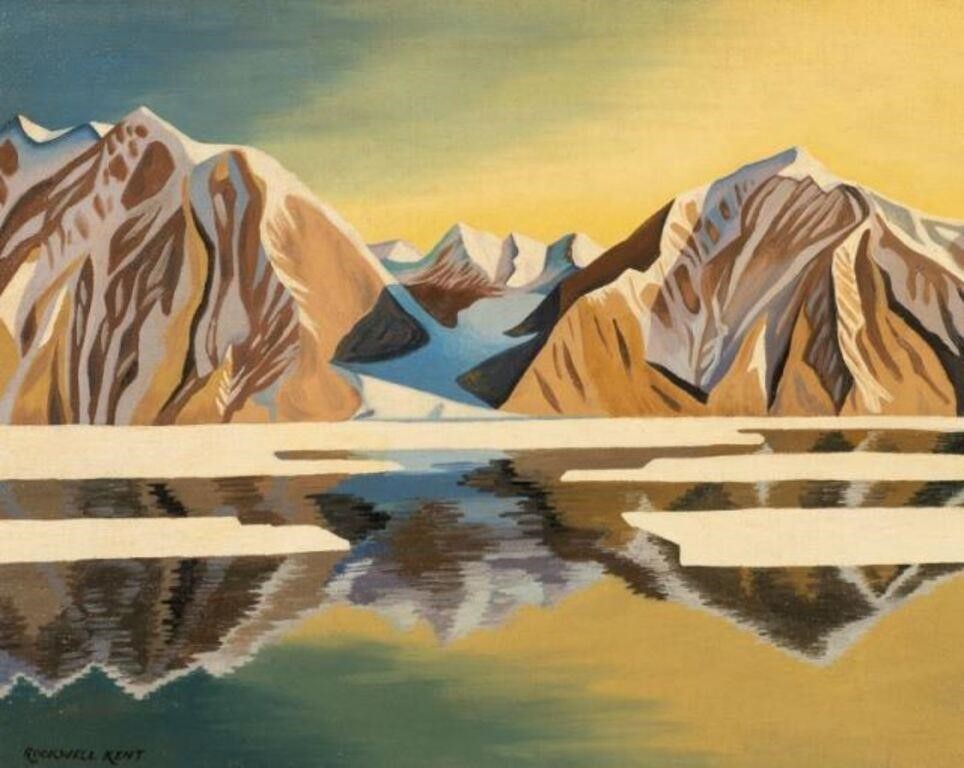 Greenland Fjord, Painting after Rockwell Kent.