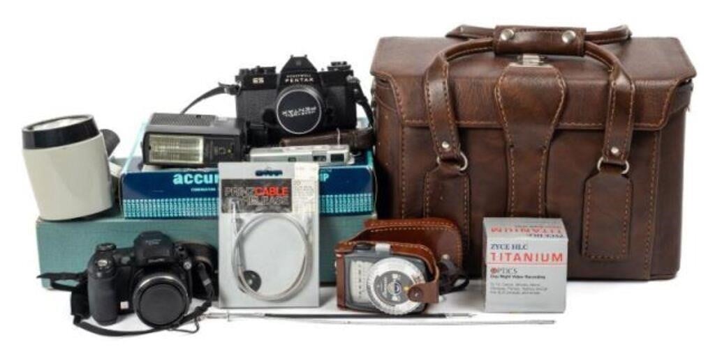 Lot of Vintage Cameras and Accessories.
