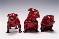 Lot of 3 Royal Doulton Flambe Bulldog Figurines.