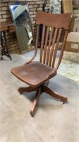 Antique Wooden Rolling Desk Chair