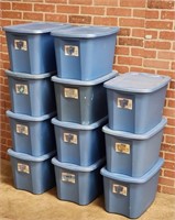 (11) Sterilite 10 Gal Plastic Containers