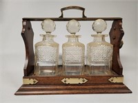 Antique? 3 Bottle Decanter Set (No Key)