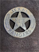 Sterling Stamped Reproduction Texas Rangers Badge