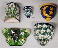 (5) Ceramic Wall Hanging Planters