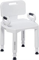 Handicap Bathroom Bench with Back and Arms, White