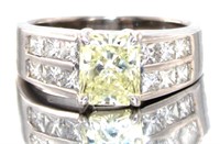 Platinum 2.20 ct Radiant Fancy Yellow Diamond Ring