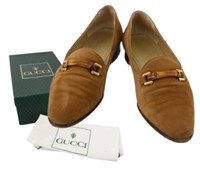 Gucci Brown Suede Bamboo Loafers