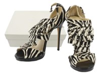 Jimmy Choo Black & White Zebra Print Tassel Heels