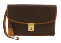 Celine Macadam Brown Leather Wristlet