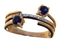 10kt Gold Elegant Sapphire & White Topaz Ring