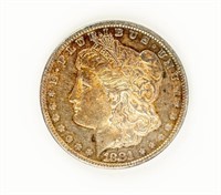 Coin 1881-O Morgan Silver Dollar BU Rainbow Toned