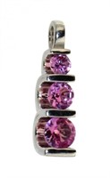 10kt Gold Pink Sapphire Graduated Pendant