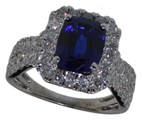 14k Gold 3.85 ct Sapphire & Diamond Ring