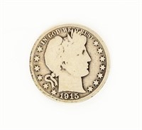 Coin 1915  Barber Half Dollar in Good  Key Date
