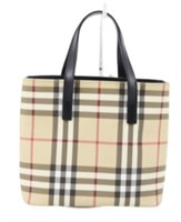 Burberry Tan & Red Check Handbag