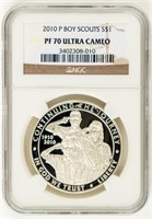 Coin 2010-P Boy Scouts Silver Dollar-NGC-PF70 UC