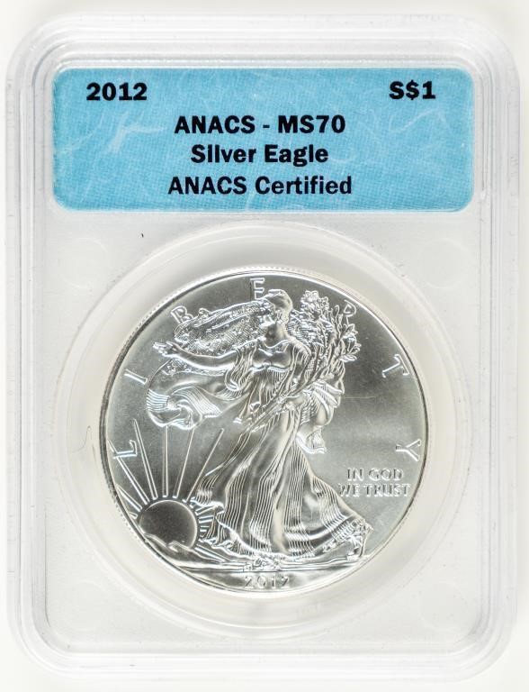Coin 2012 Silver Eagle ANACS-MS70