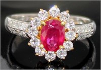 Platinum/Gold 1.68 ct Natural Ruby & Diamond Ring