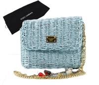 DOLCE & GABBANA Blue Wicker Shoulder Bag