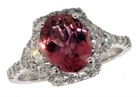 14k Gold 2.28 ct Oval Tourmaline & Diamond Ring