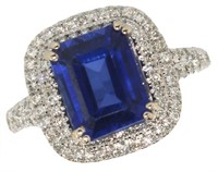 14k Gold 4.78 ct Sapphire & Diamond Ring