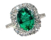 14k Gold 2.95 ct Emerald & Diamond Ring