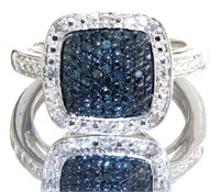 Cushion Cut Fancy Blue Diamond RIng