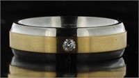 10kt Gold-SS Men's Diamond Solitaire Ring