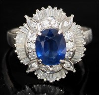Platinum 3.62 ct Natural Sapphire & Diamond Ring