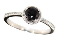 Round Brilliant 1.25 ct Black & White Diamond RIng