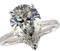 14k Gold 5.31 ct Pear Brilliant Lab Diamond Ring