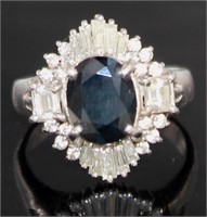Platinum 3.38 ct Natural Sapphire & Diamond Ring