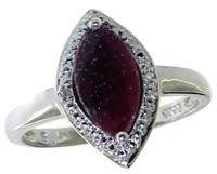 Marquise Cut Natural Garnet & Diamond Ring