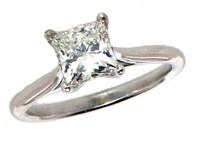 14k Gold Princess Cut 1.18 ct VS1 Lab Diamond Ring