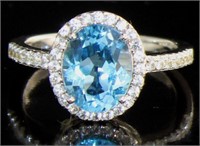 Oval 2.60 ct Blue Topaz Designer Solitaire Ring