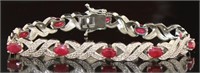 Genuine 5.00 ct Ruby & Diamond Accent Bracelet