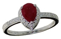 Pear Cut Natural Ruby & Diamond Ring