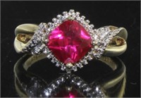 Cushion Cut Ruby & Diamond Dinner Ring