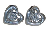 Heart Shape Diamond Stud Earrings