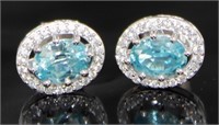 Natural Blue & White Zircon Designer Earrings