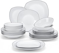 Dinnerware Sets, 24-Piece Porcelain Square Dishes