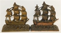 Vintage Cast Iron Sailing Ship Bookends