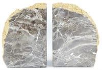 Gray and Gold Marble Geode Bookends