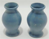 * Vintage Blue Pottery Vases - Pair, 4” tall