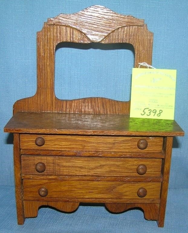 Miniature oak salesman sample dresser